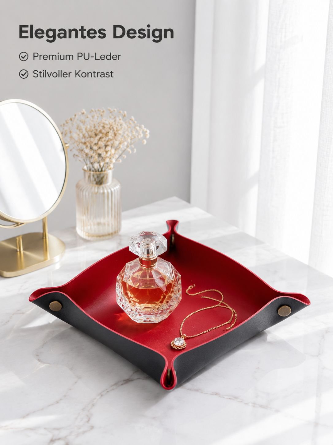 Kosmetik- & Schmuck-Aufbewahrungstablett aus Leder