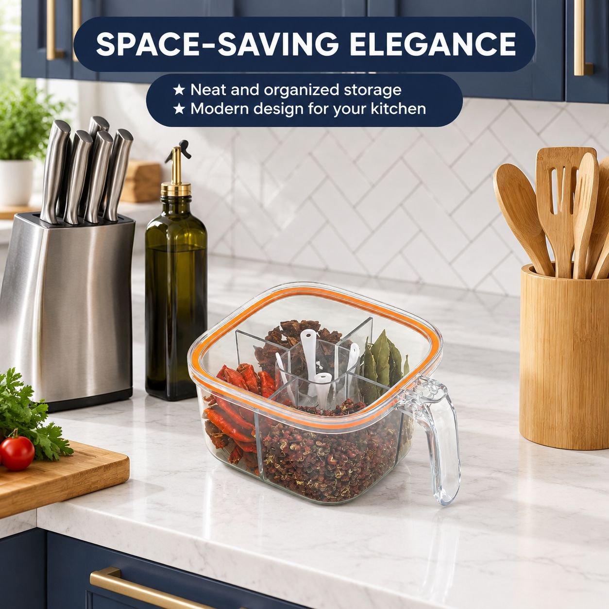 Transparent multi-compartment container for spice organization