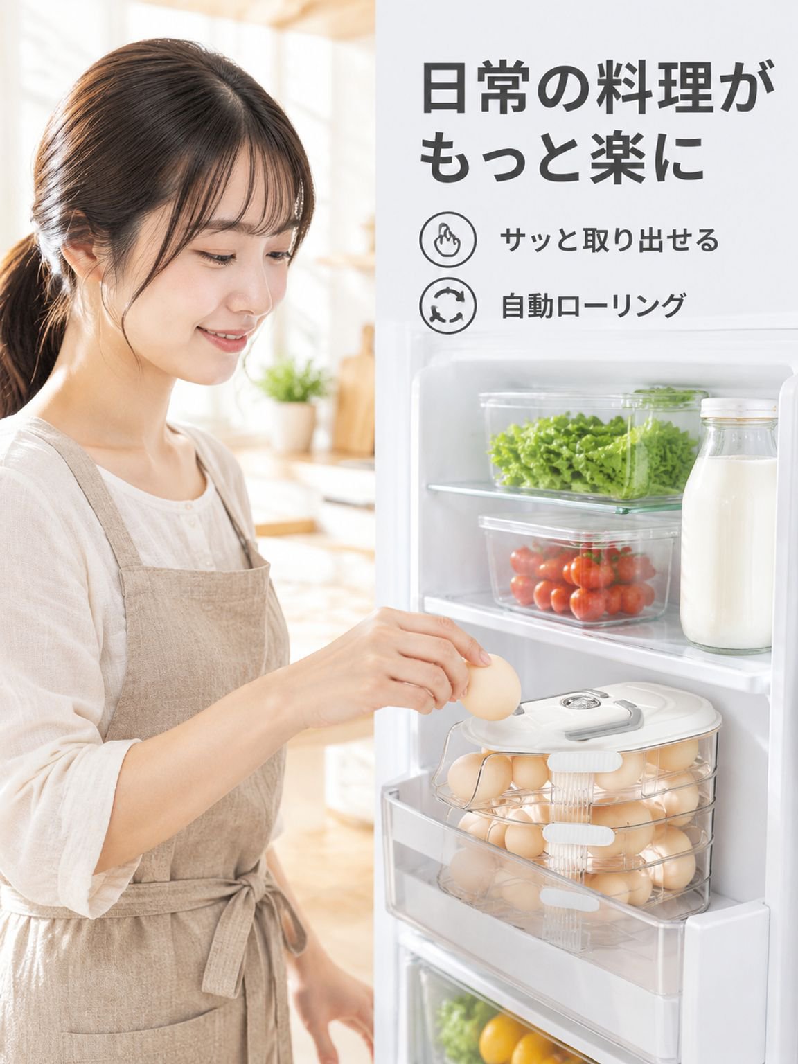 キッチン冷蔵庫多機能サイドドア斜口卵トレイ保存ボックス