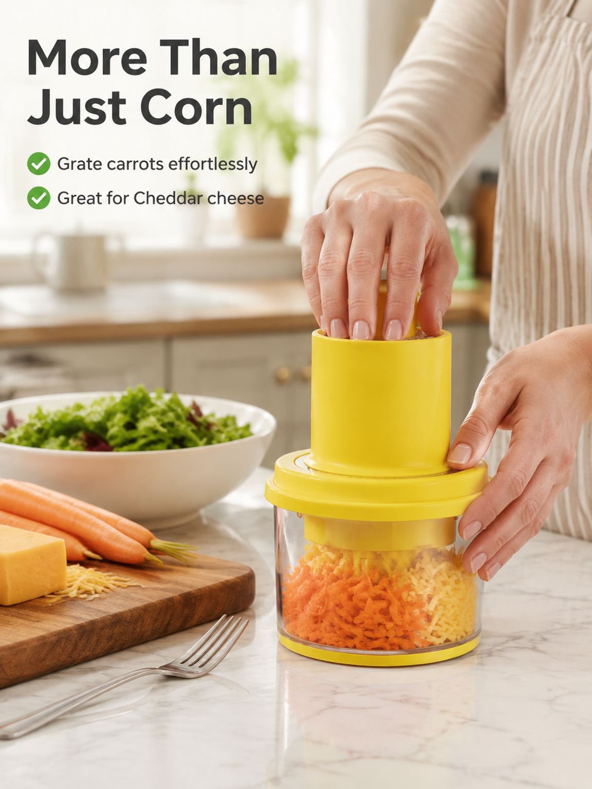 Fresh corn kernels collected after using a corn sheller