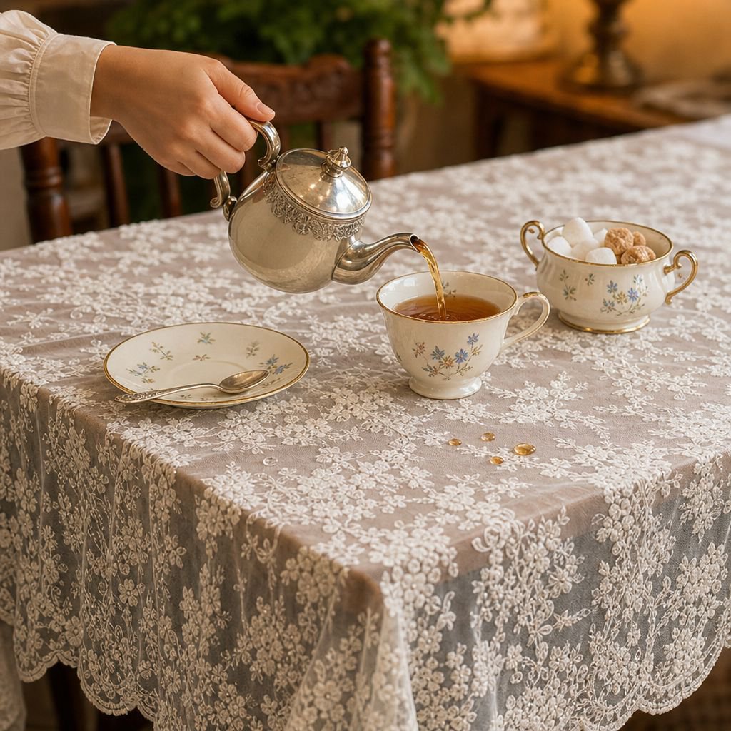 Lace embroidered tablecloth, organza high-end embroidered tablecloth