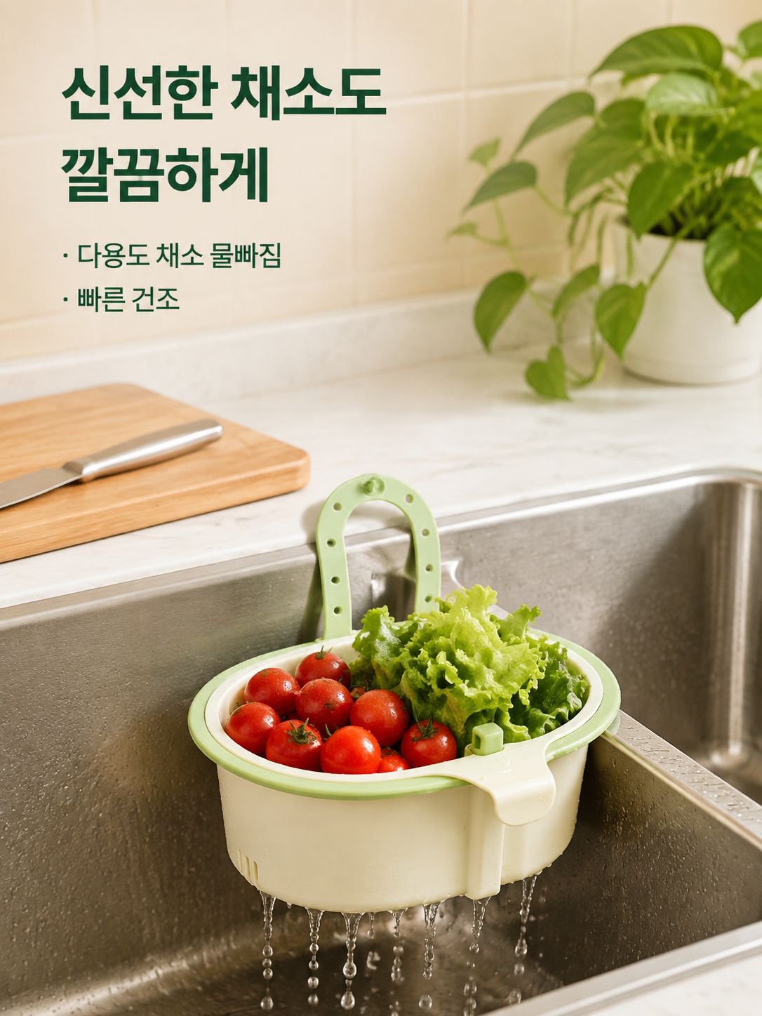 싱크대 걸이식 물빠짐 바구니 음식물 찌꺼기 분리 선반