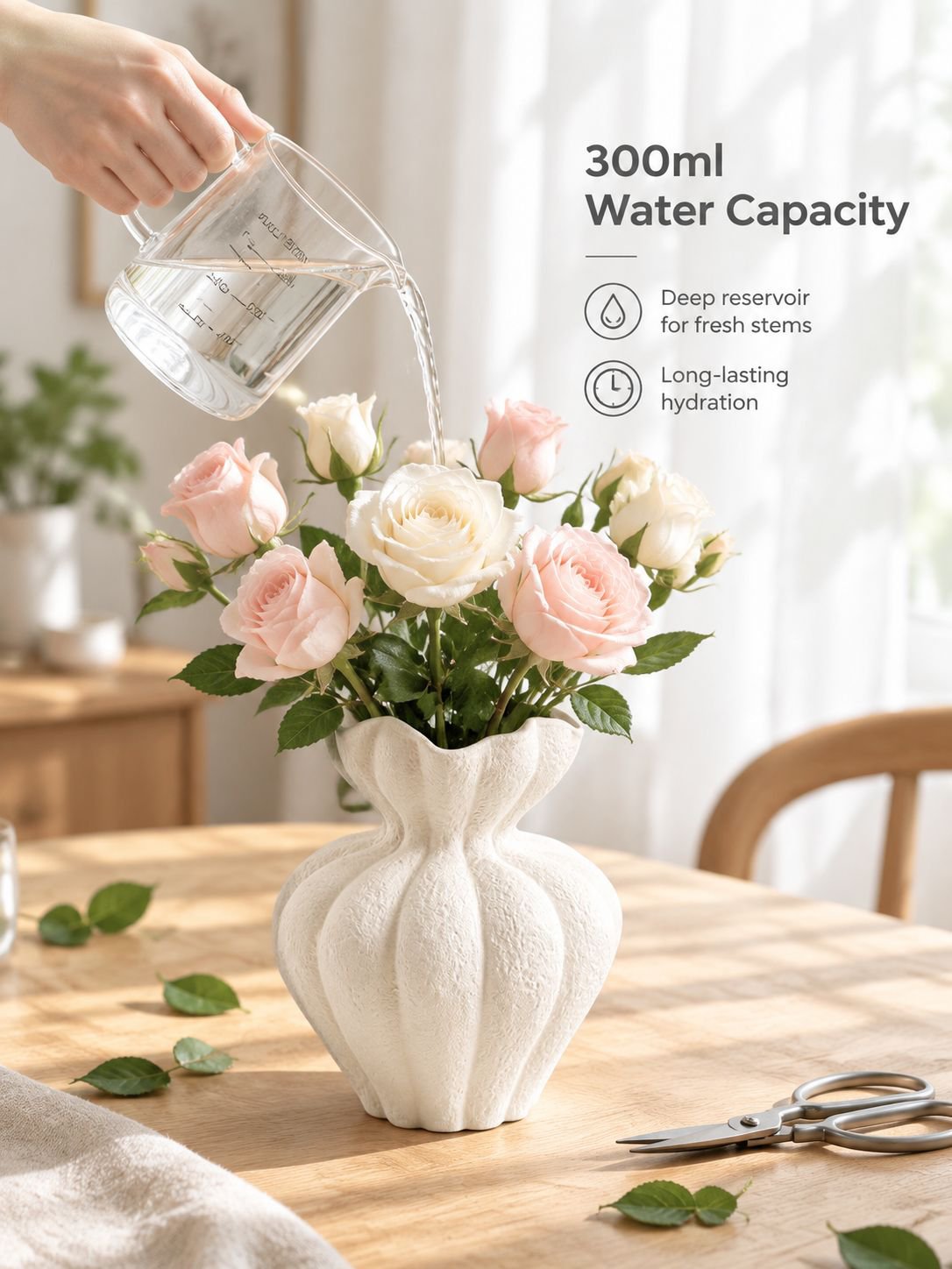 French Wabi-Sabi white ceramic vase with minimalist design