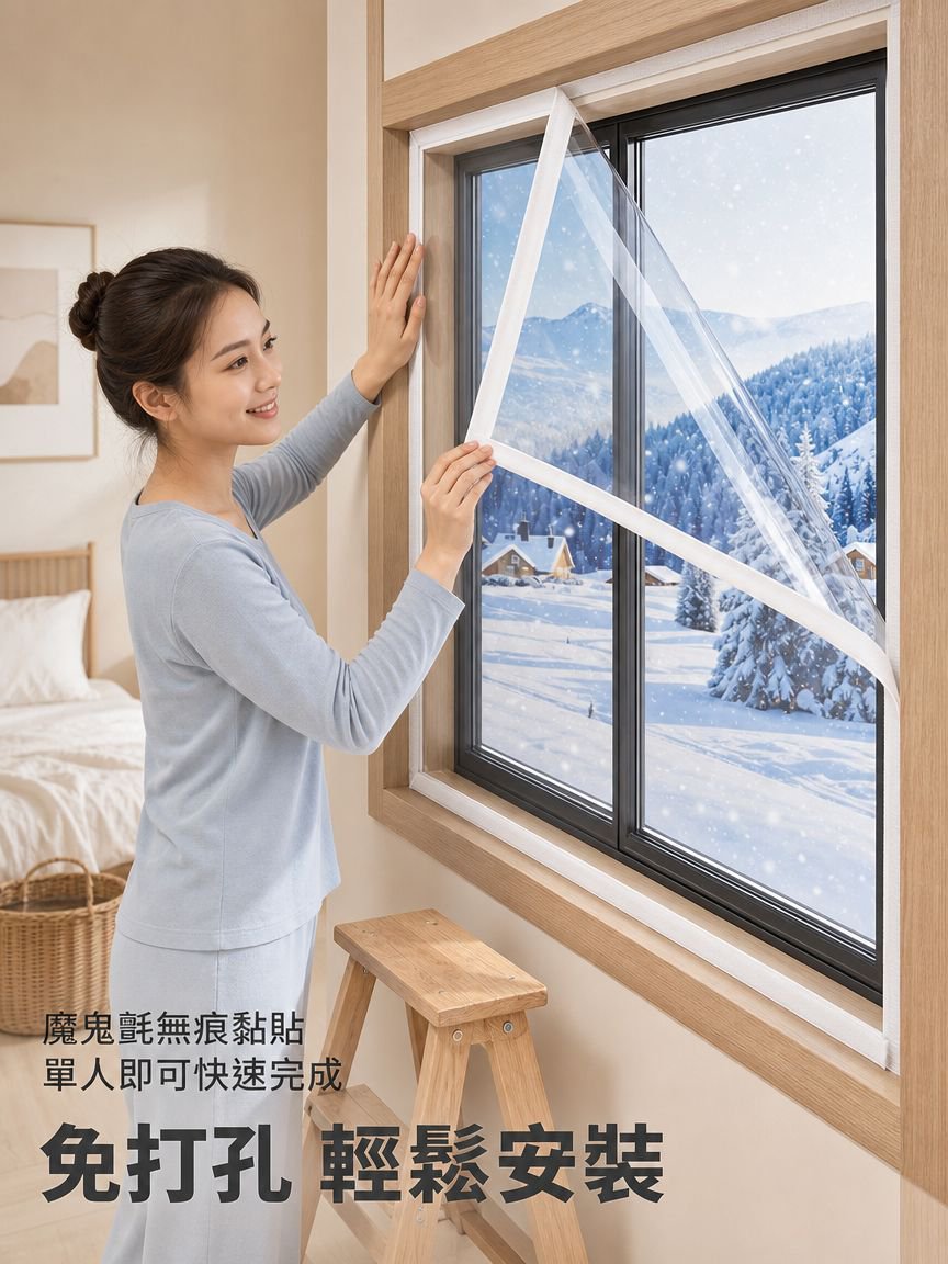 冬季保溫窗簾，密封防寒防風，防止窗戶結冰