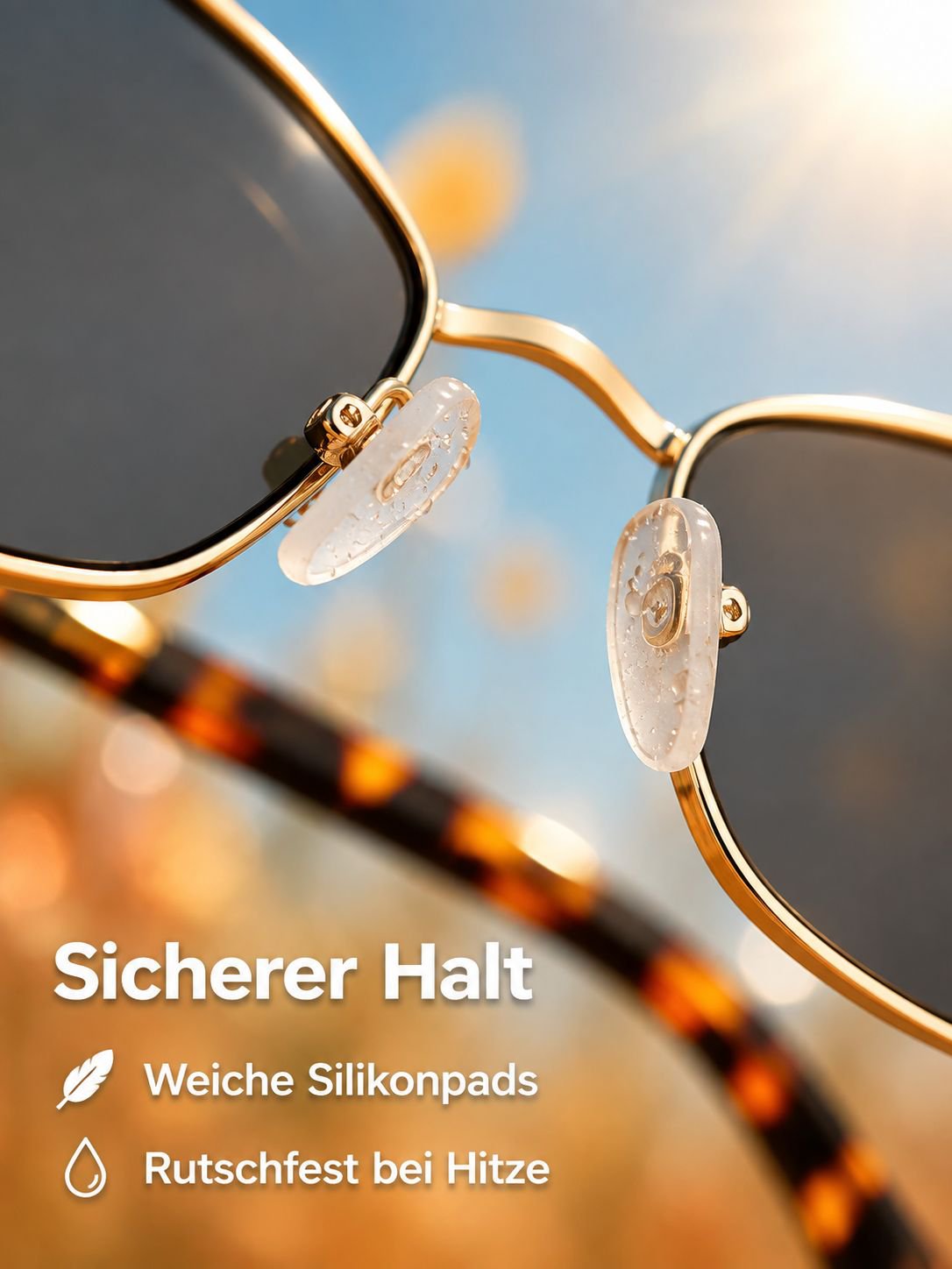 Leichte Sonnenbrille mit auffälligem, diamantförmigem Gestell