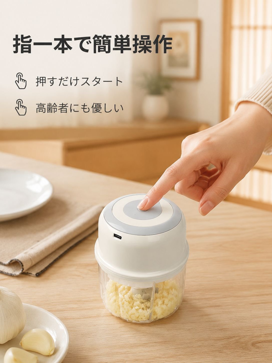 ワイヤレス電動にんにくチョッパー