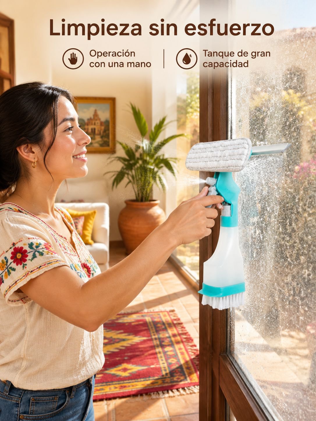 Cepillo de limpieza de cristales potente 3 en 1