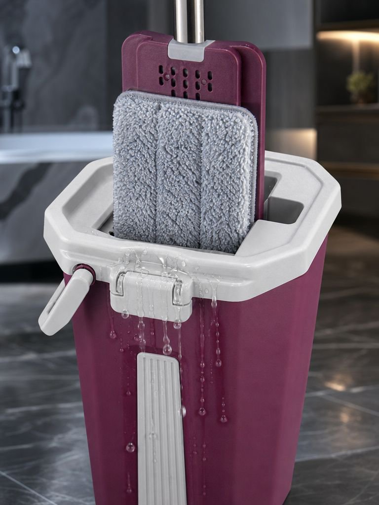 Streak-free floor mop with telescopic handle