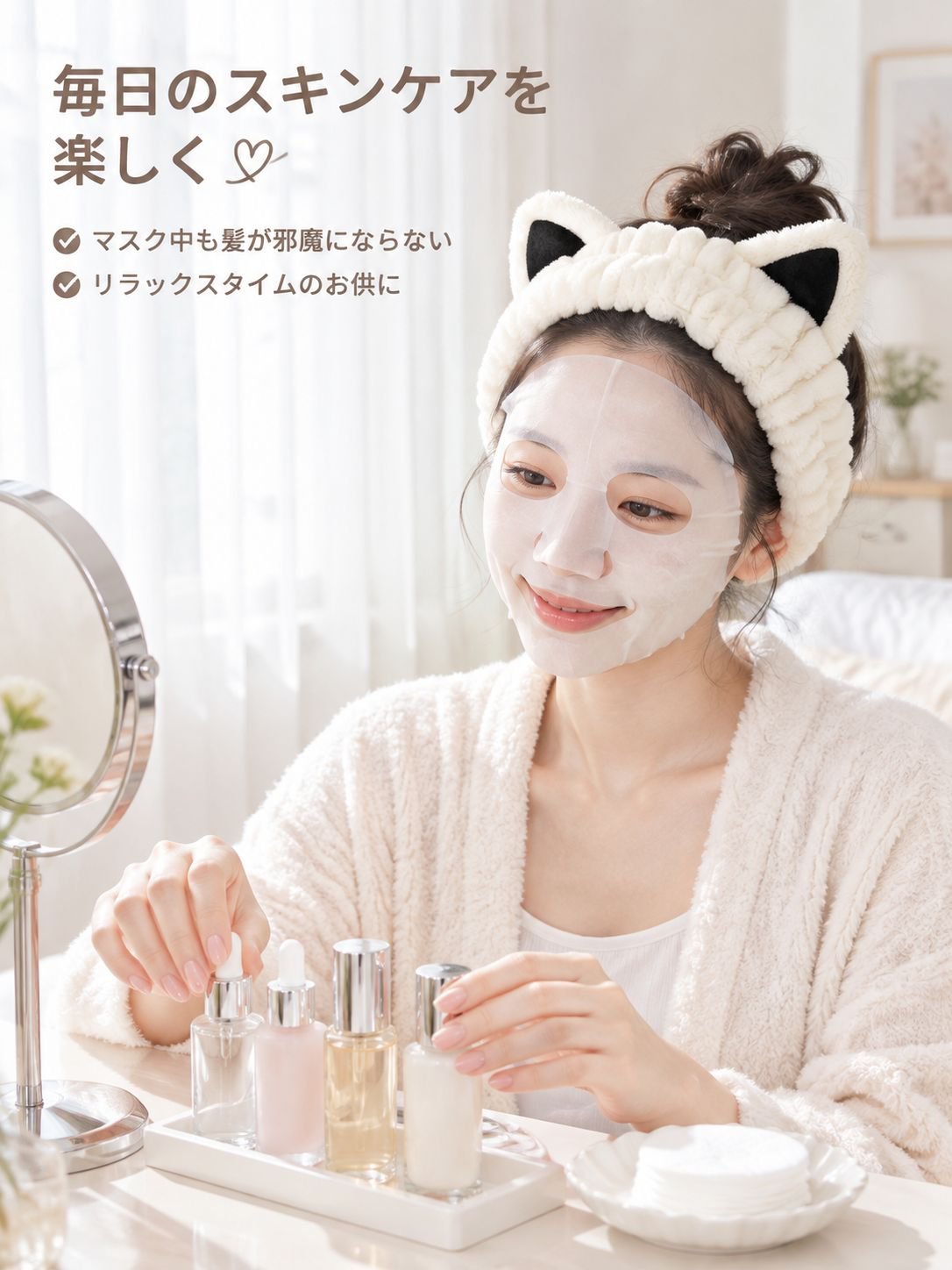 カートゥーン猫耳ヘアバンド 女性洗顔パック用ヘアアクセサリー