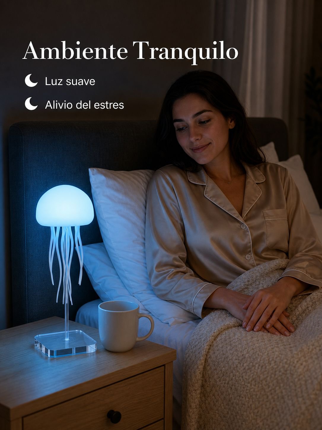 Lámpara de medusa con control de sonido y colores degradados