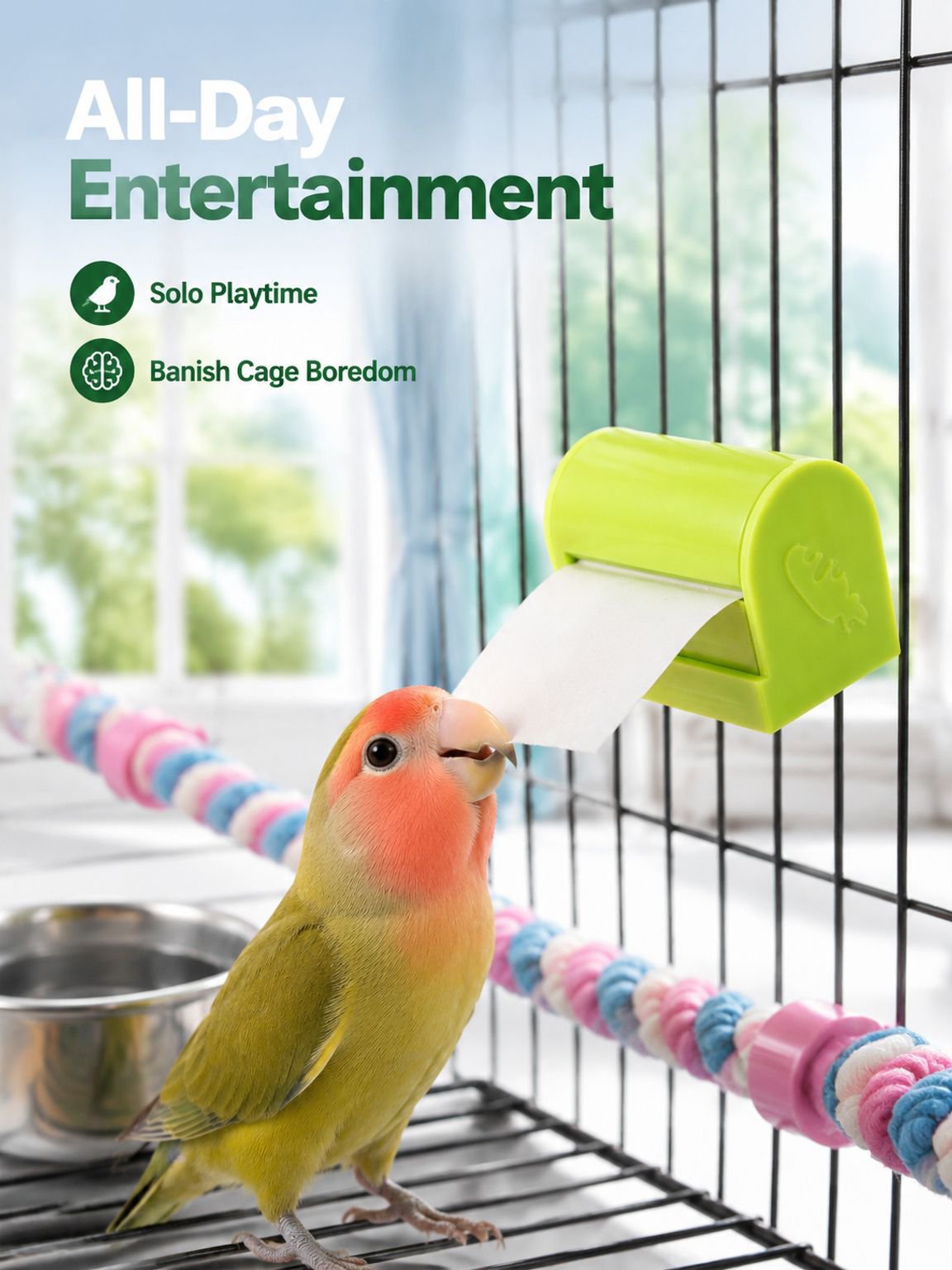 Parrot toys for chewing, entertainment, and self-entertainment; special items for sun eagles, toilet