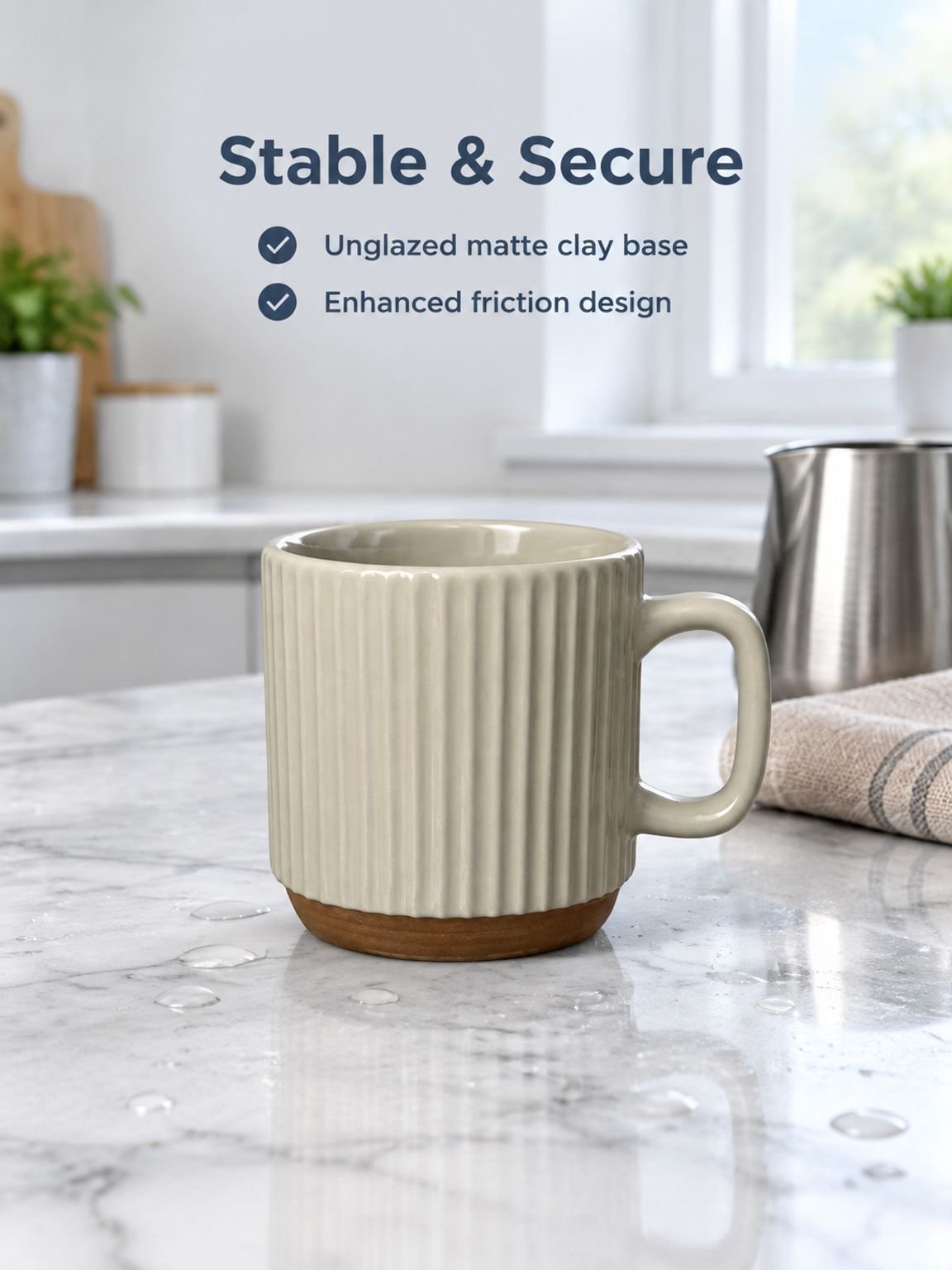 Vintage striped ceramic mug for coffee