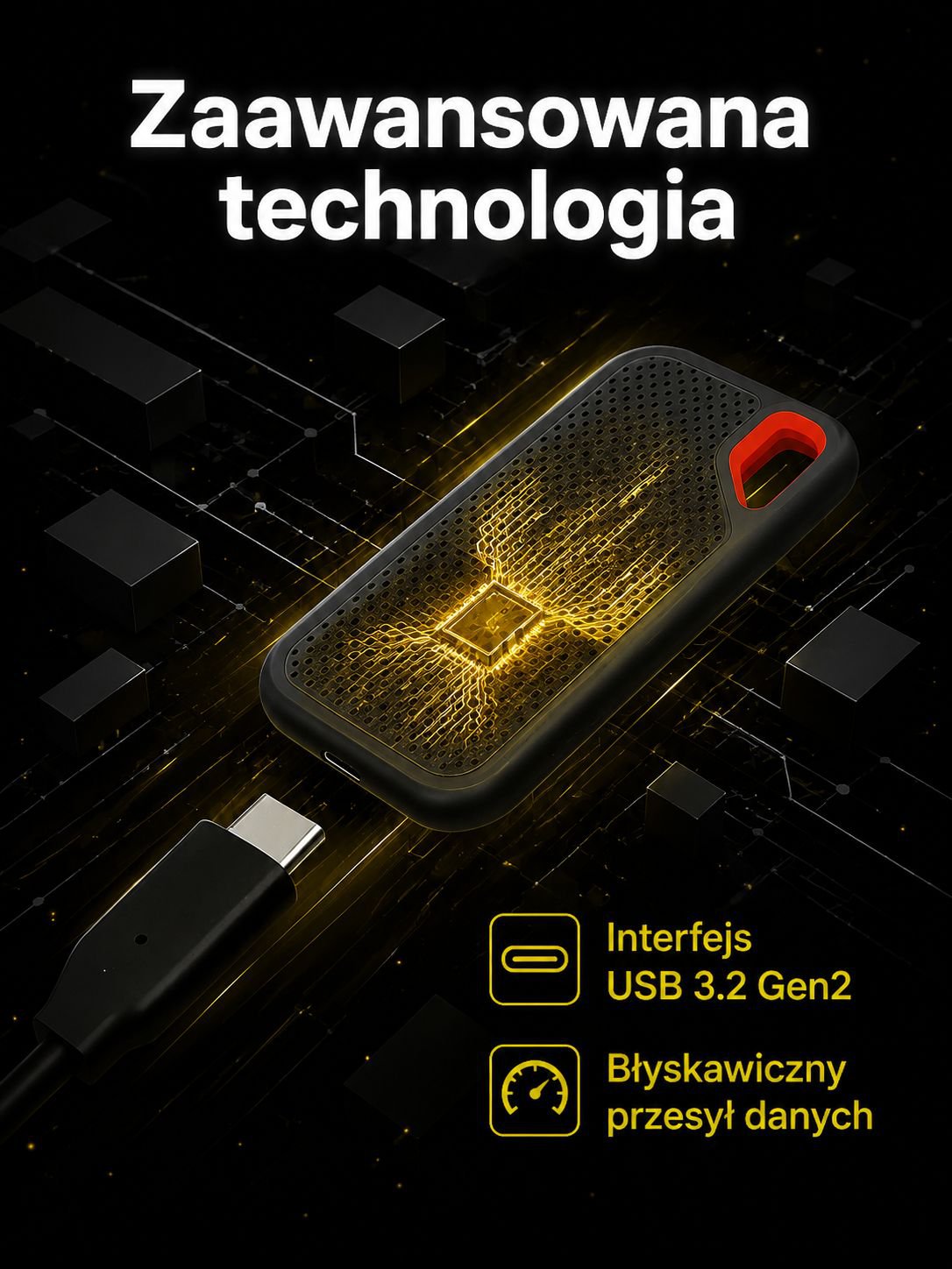 Dysk SSD zewnętrzny podłączony do laptopa