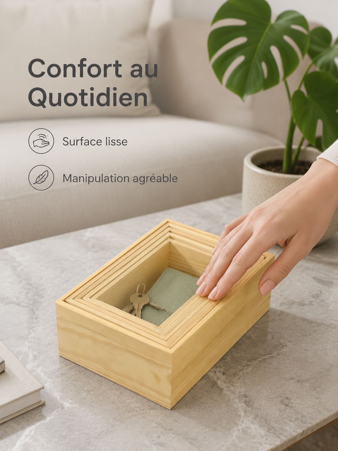 Élégante boîte de rangement en bois adaptée aux bureaux contemporains