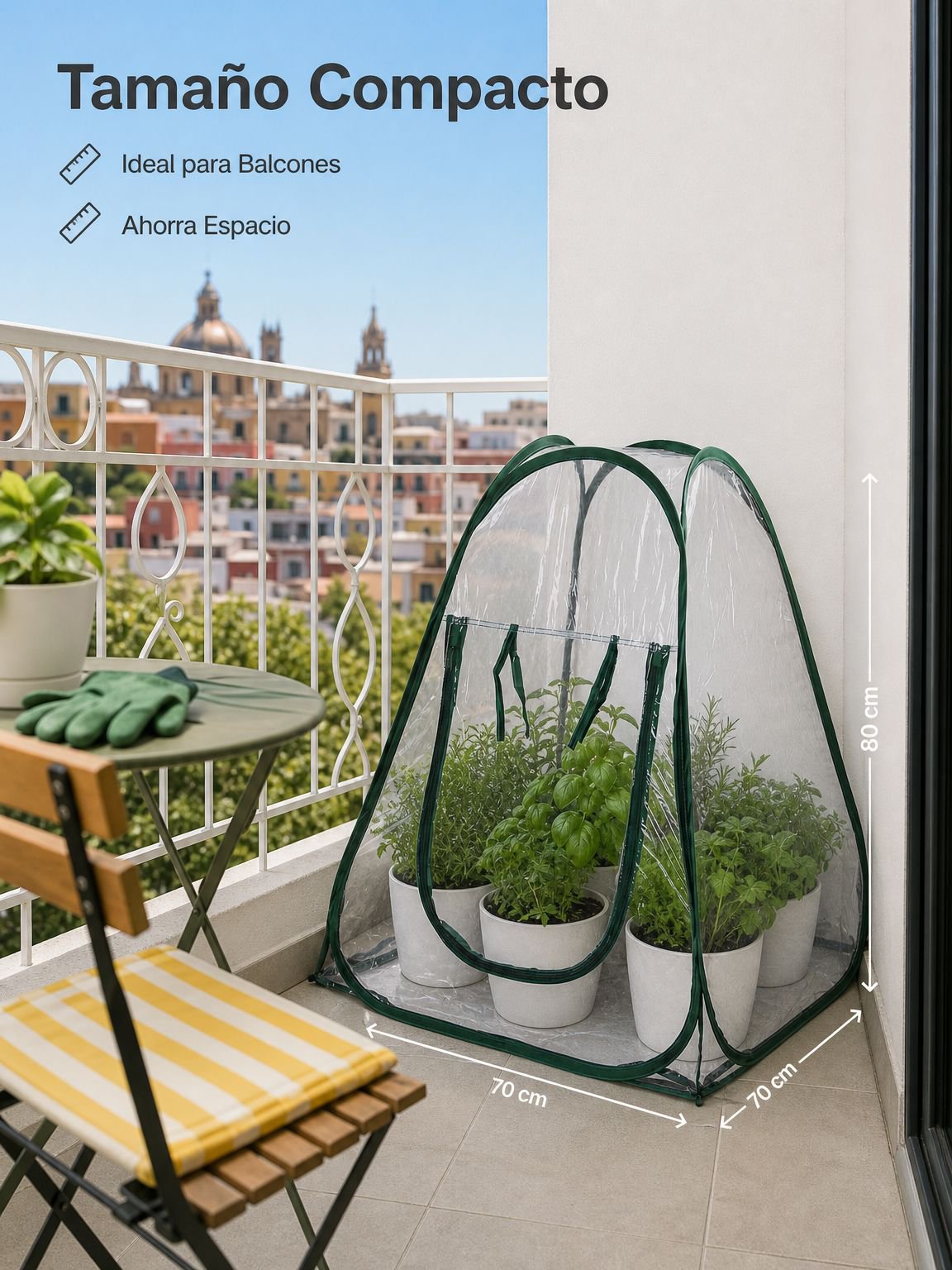 Mini invernadero de balcón, cubierta protectora transparente plegable para plantas