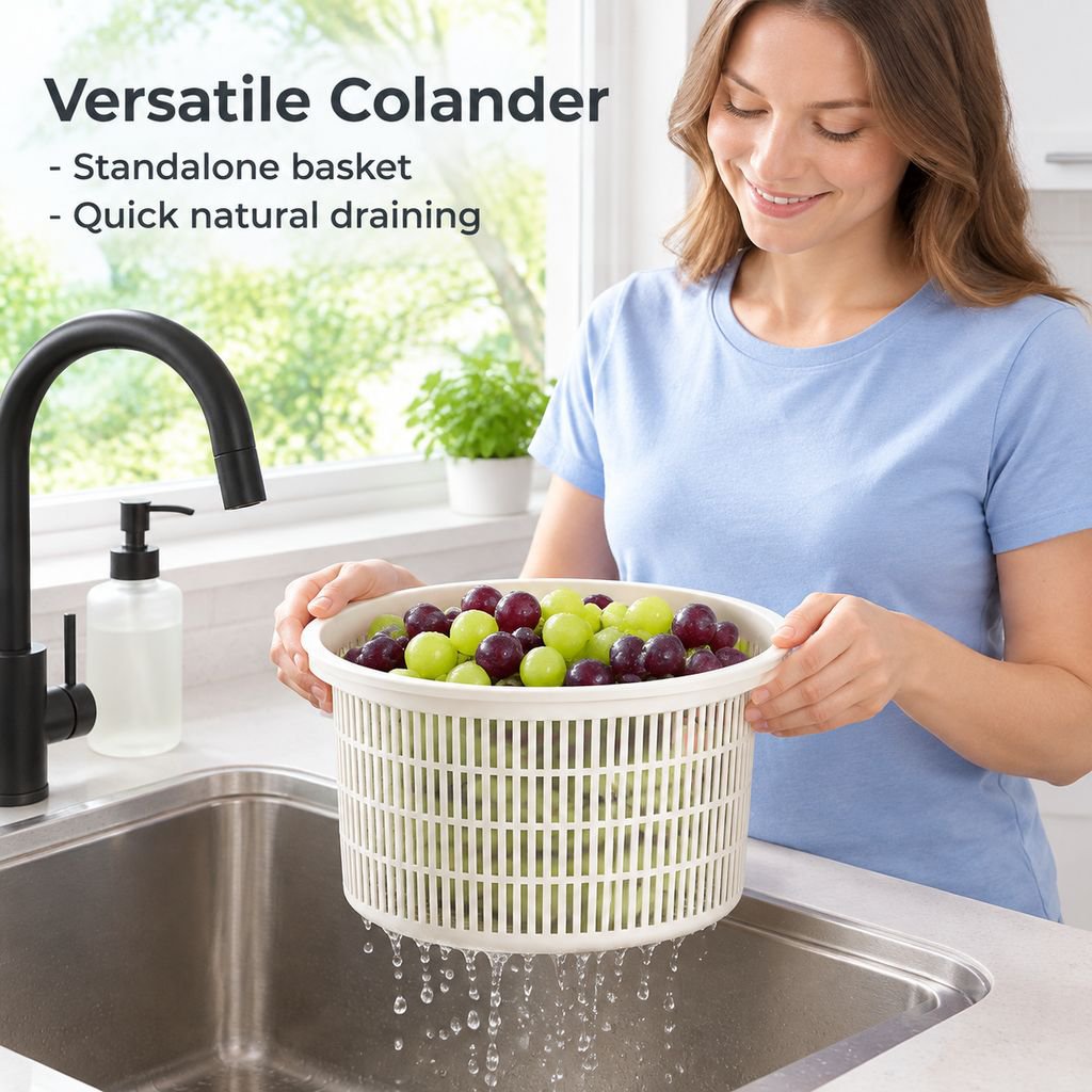 Manual Salad Spinner Vegetable Dryer Household Kitchen Fruit Washer Colander Basket