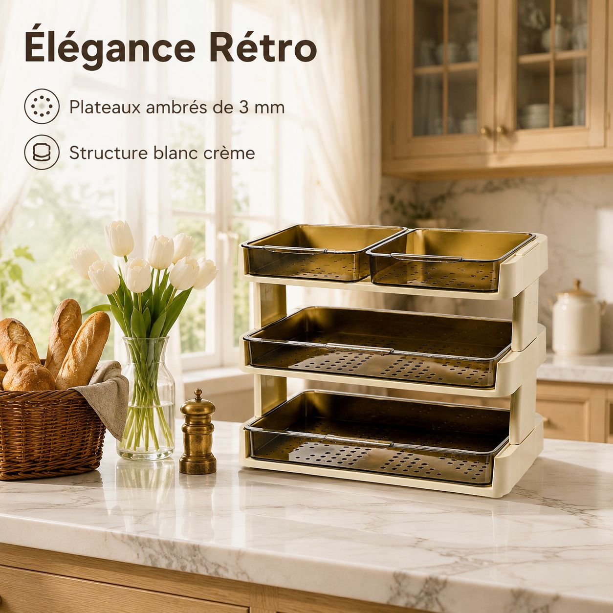 Support de rangement multifonction à étages pour légumes et plats de cuisine