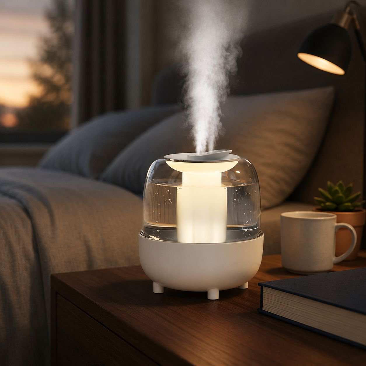 Office Quiet Dual Nozzle Humidifier with Night Light