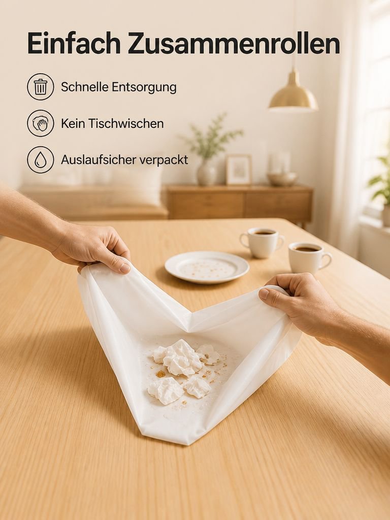 Praktische Einweg-Tischdecke für schnelle Reinigung nach der Feier
