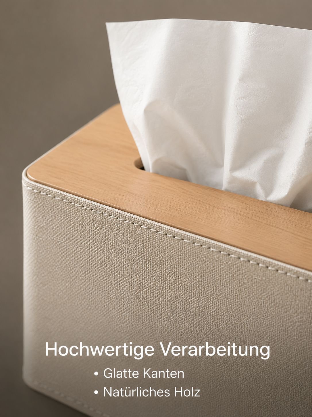 Dekorativer Taschentuchspender aus Holz im Schlafzimmer