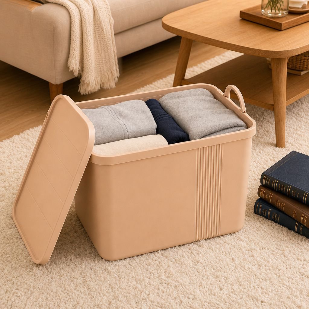 Portable PP Storage Box with Lid for Home Use