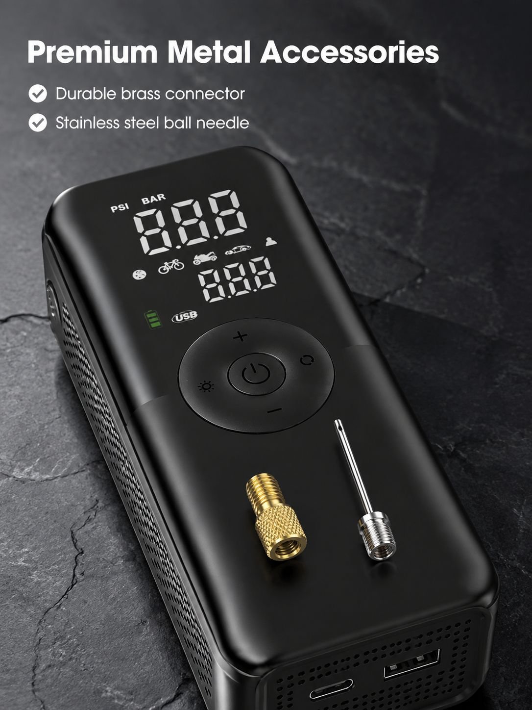 Portable and durable air pump for on-the-go use