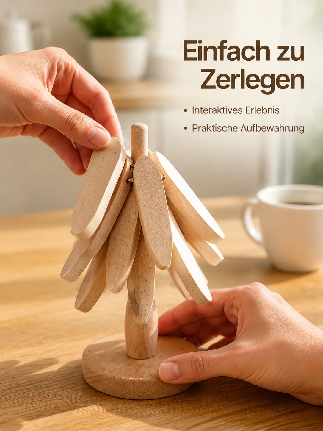 Buchenholz Untersetzer – Kreative Tischmatte, hitzebeständig für Töpfe, Tassen und Schalen