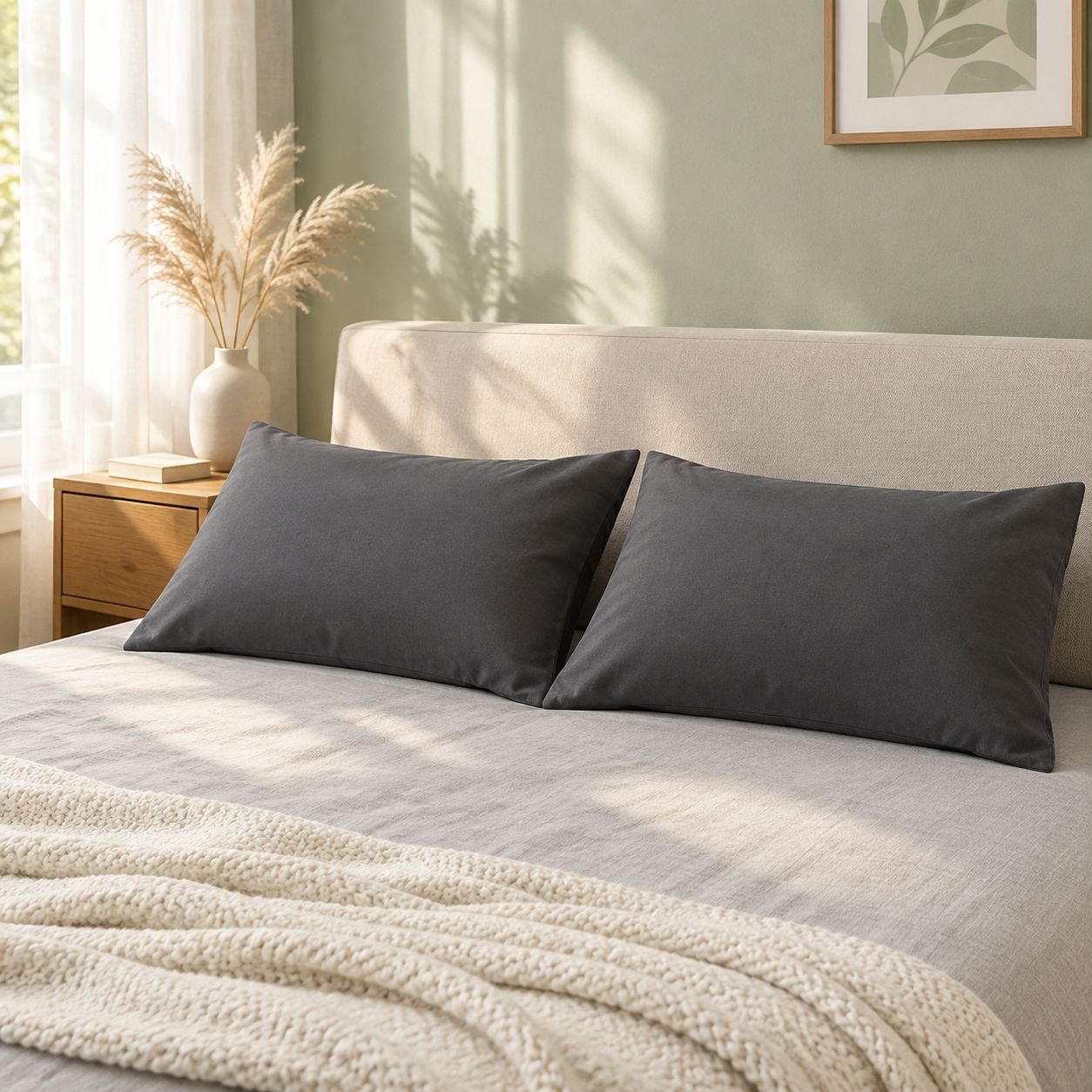 Simple Home Pillowcase, Washed Cotton, Brushed, Solid Color Pillowcase