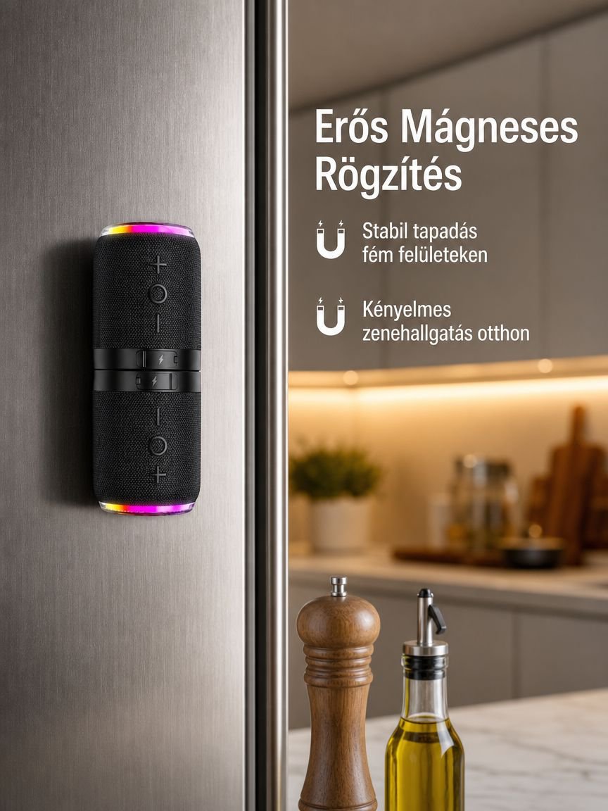 Mágneses hordozható Bluetooth hangszóró