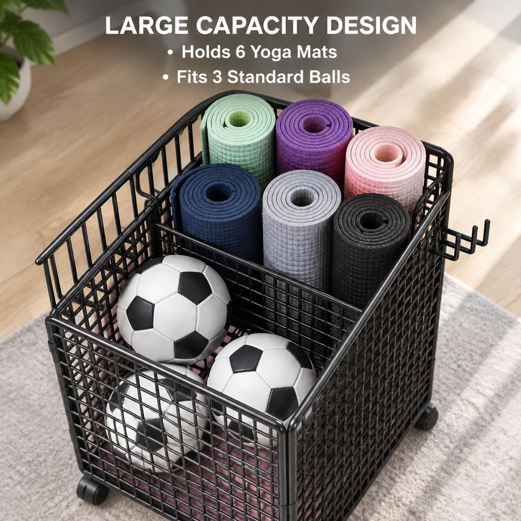 Multi-functional Yoga Mat Storage Bin with Wheels