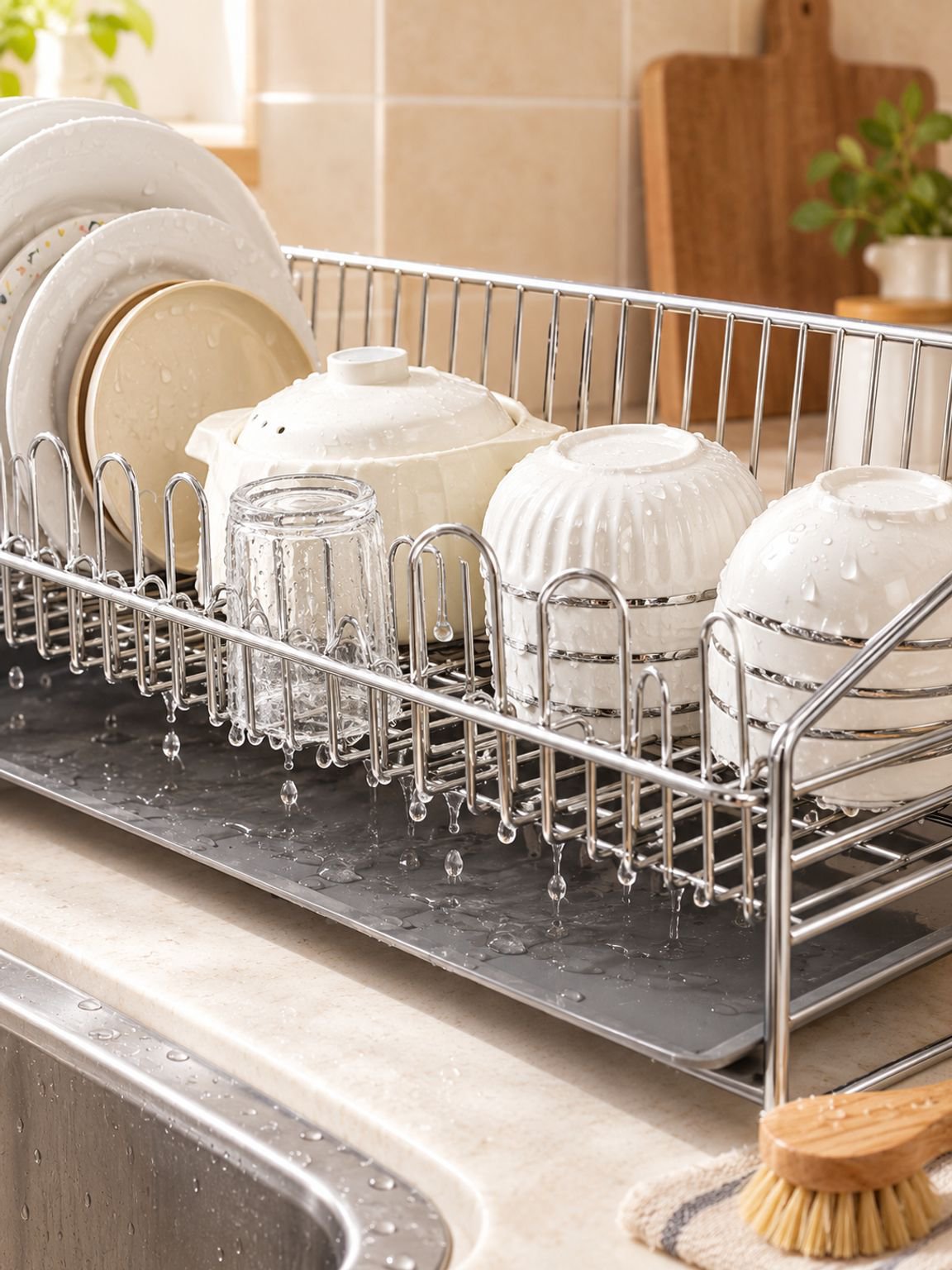 Escurridor y Organizador de Platos de Acero Inoxidable 304 Cocina