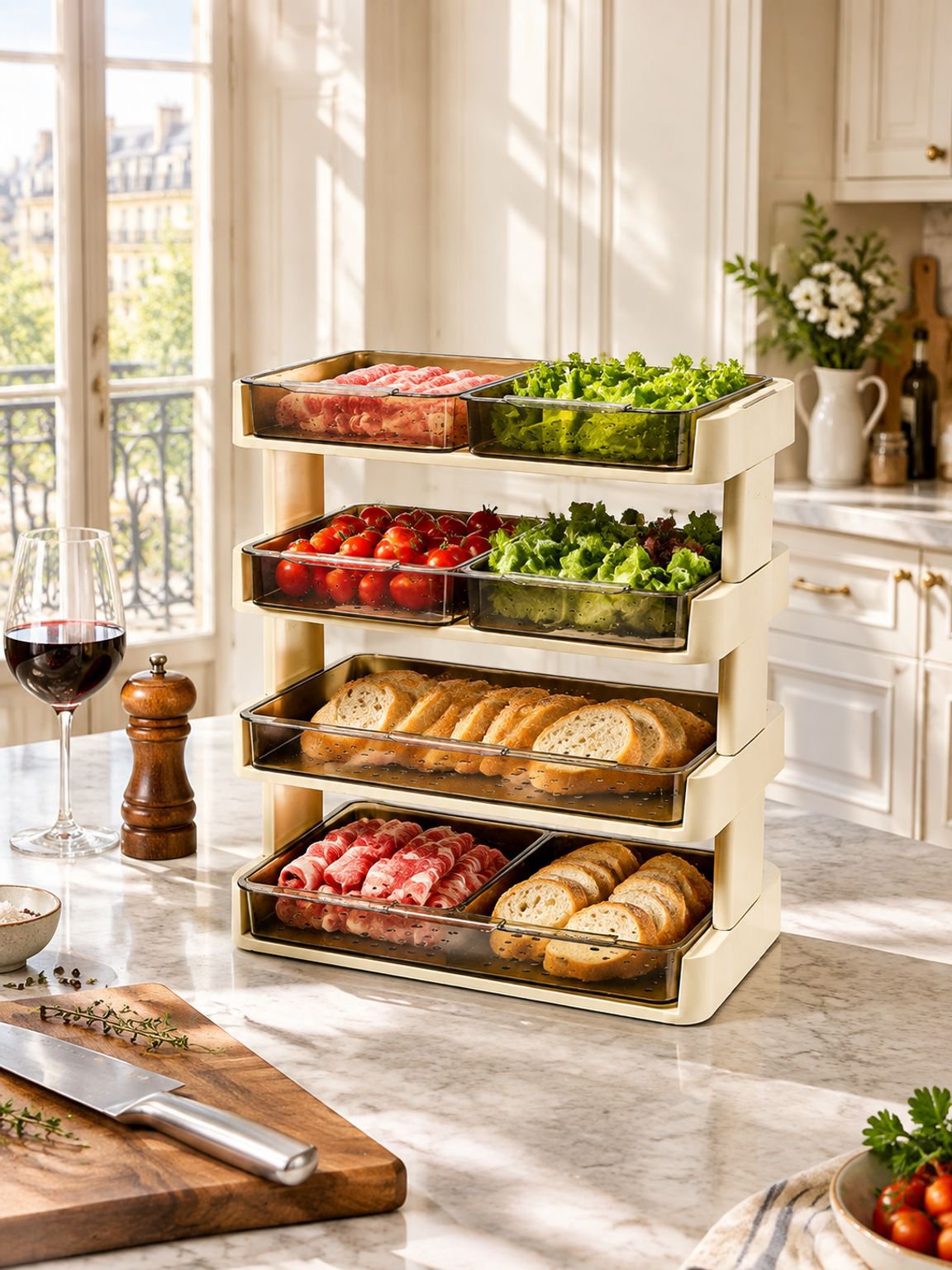 Étagère de rangement multifonctionnelle à plusieurs niveaux pour cuisine