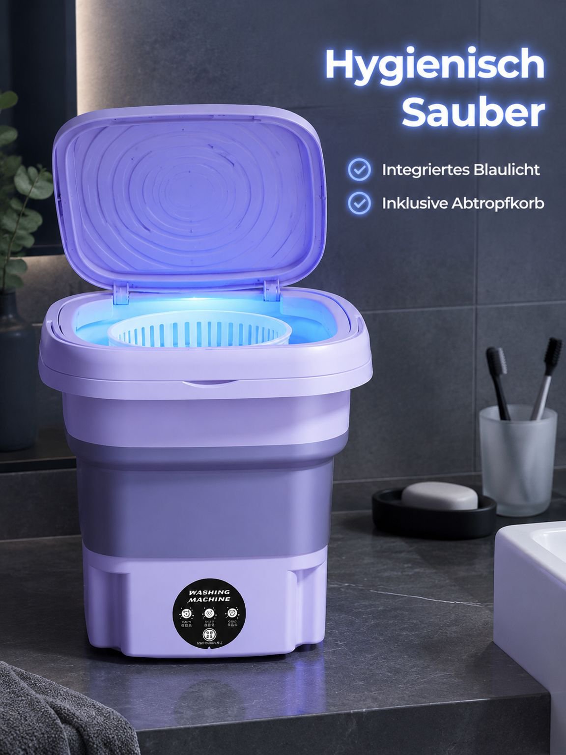 Faltbare Mini-Waschmaschine für Haushalt und Studentenwohnheim Unterwäsche und Socken tragbar