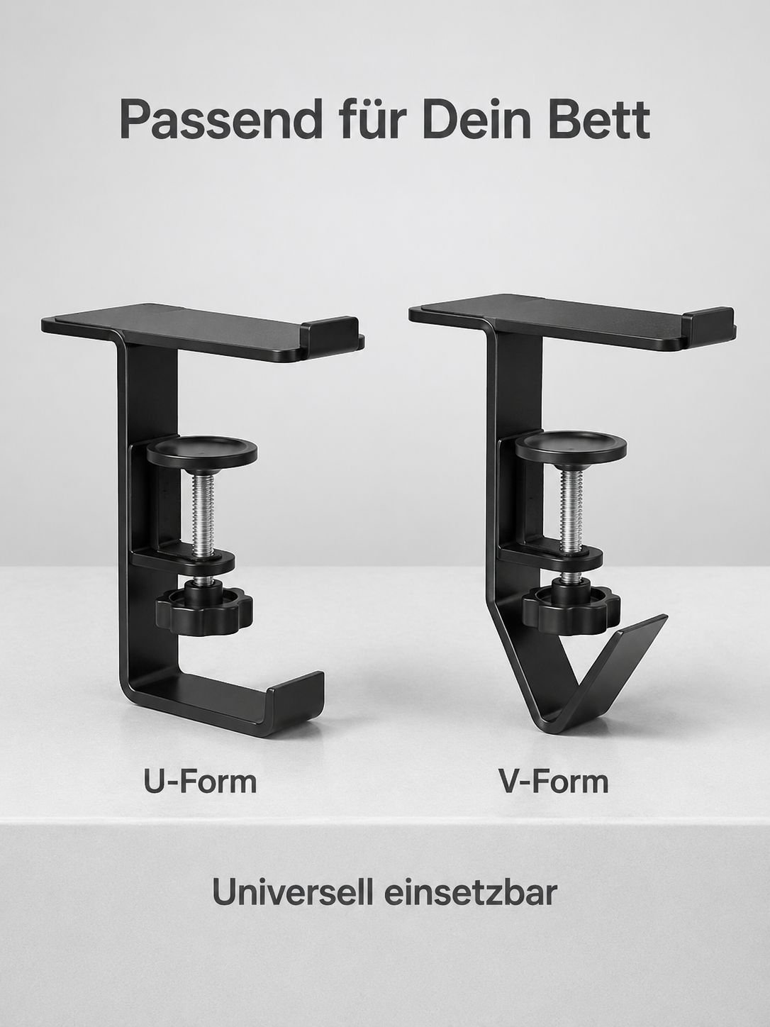 Bett-Side Organizer mit Clip – Telefonhalter und Ablage, bohrfrei