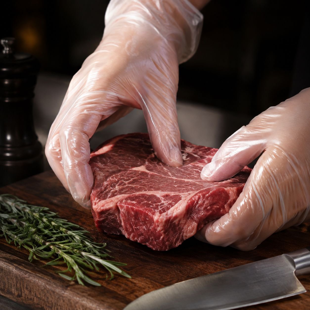Disposable gloves, food-grade, thickened plastic film, transparent, suitable for catering, commercia