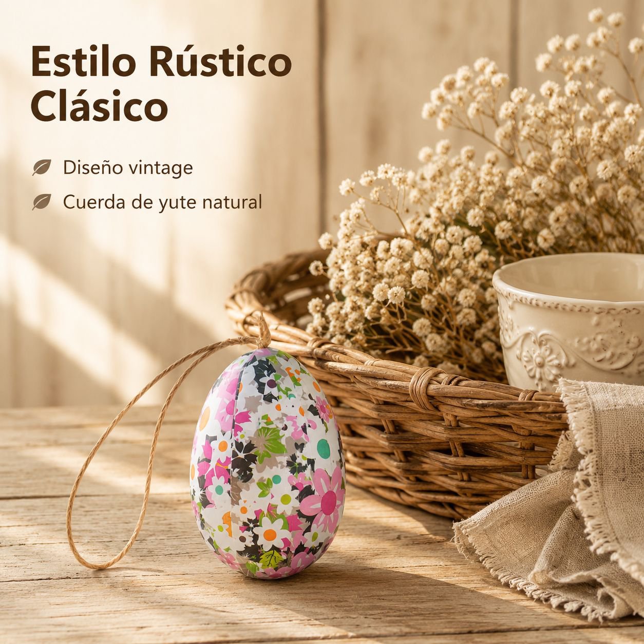 Cesta tejida DIY para huevos de Pascua, huevos decorativos pintados, canasta de flores