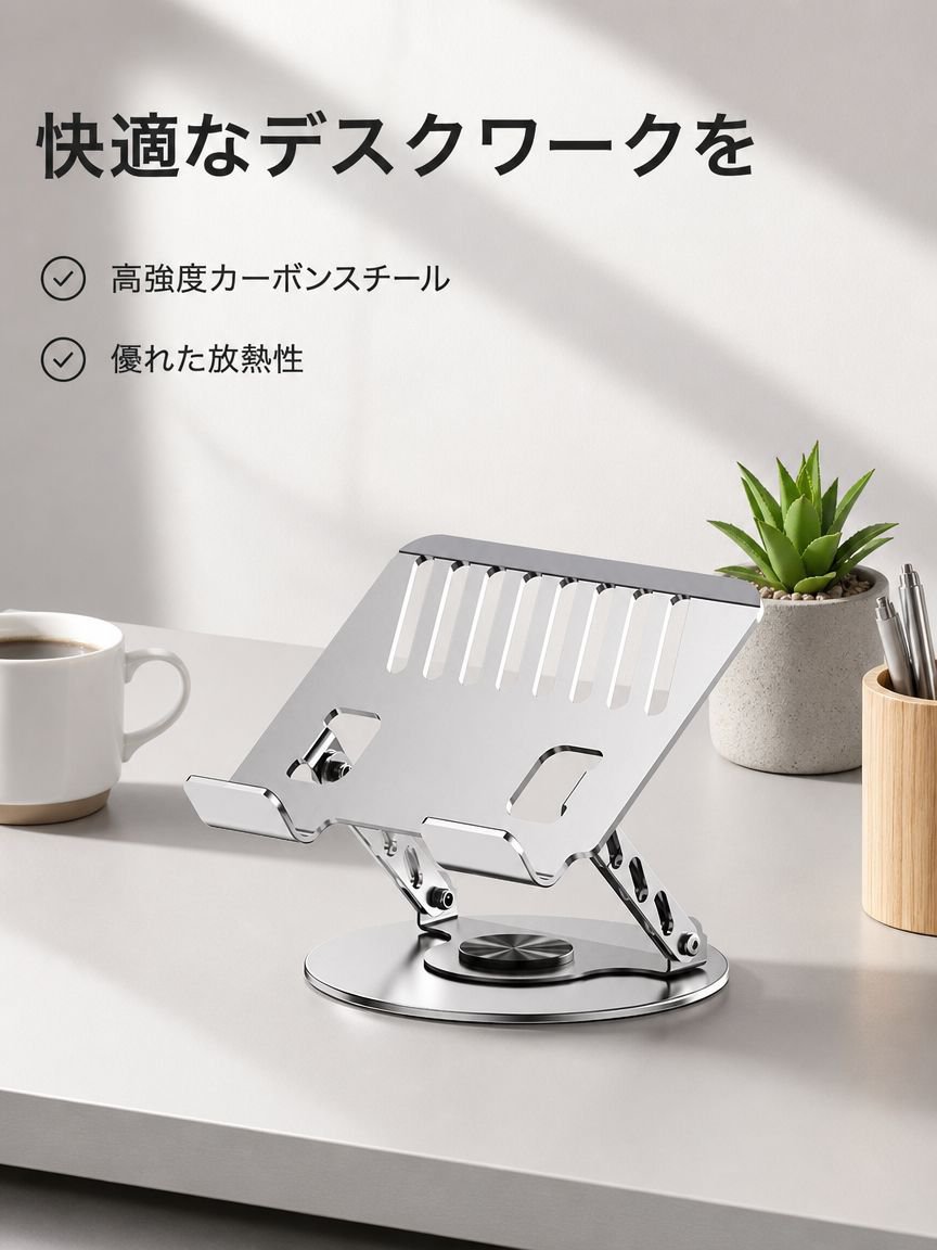 オールカーボンスチール素材の昇降式ノートPCクーラースタンド