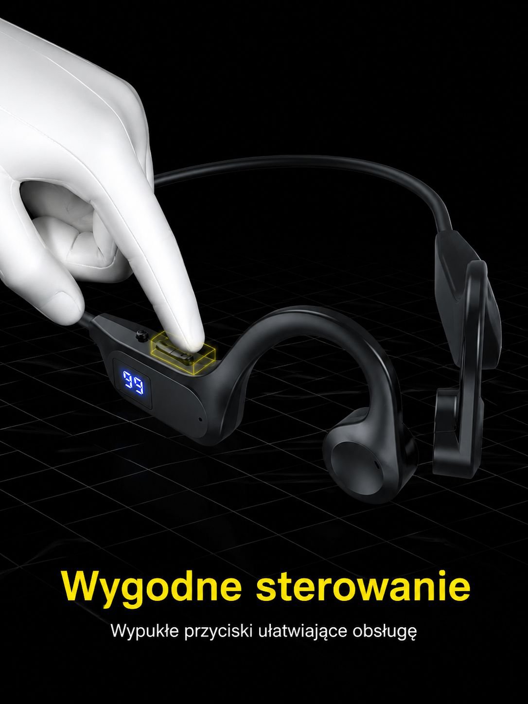 Lekka i wygodna konstrukcja słuchawek przewodnictwa kostnego