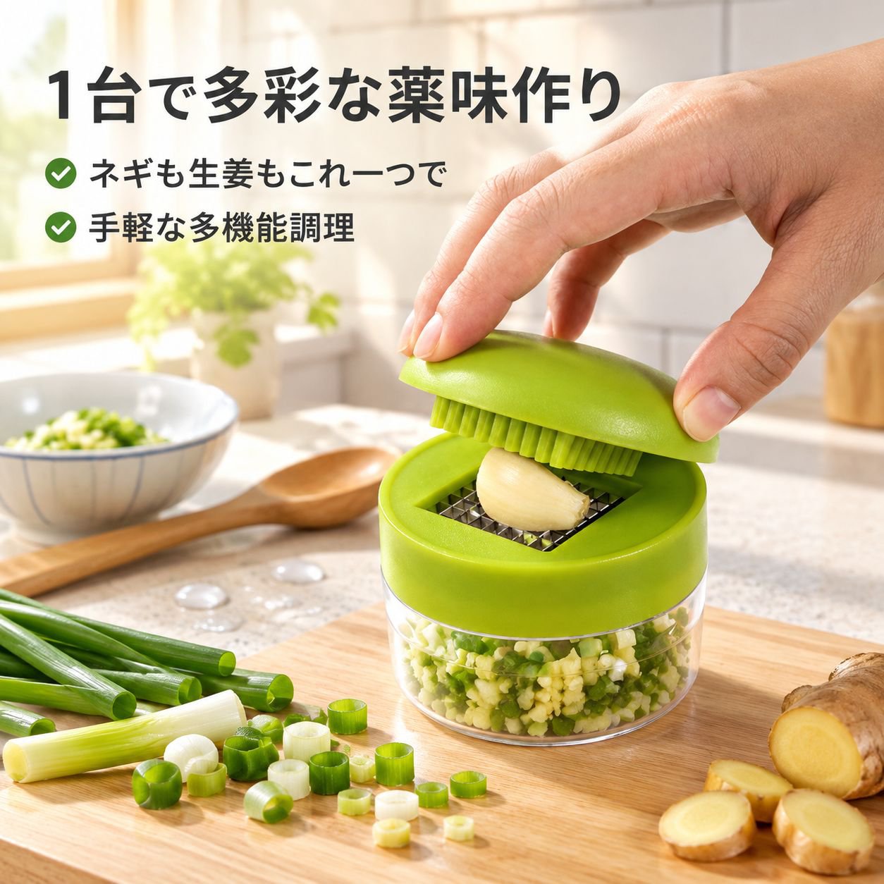 手動ガーリックプレス ニンニク潰し器 多機能 キッチン用 生姜 ネギ にんにく絞り 離乳食 調理器具