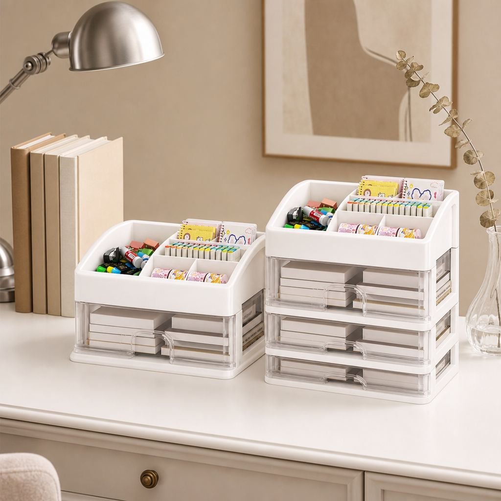Organisation des stylos et accessoires dans les tiroirs