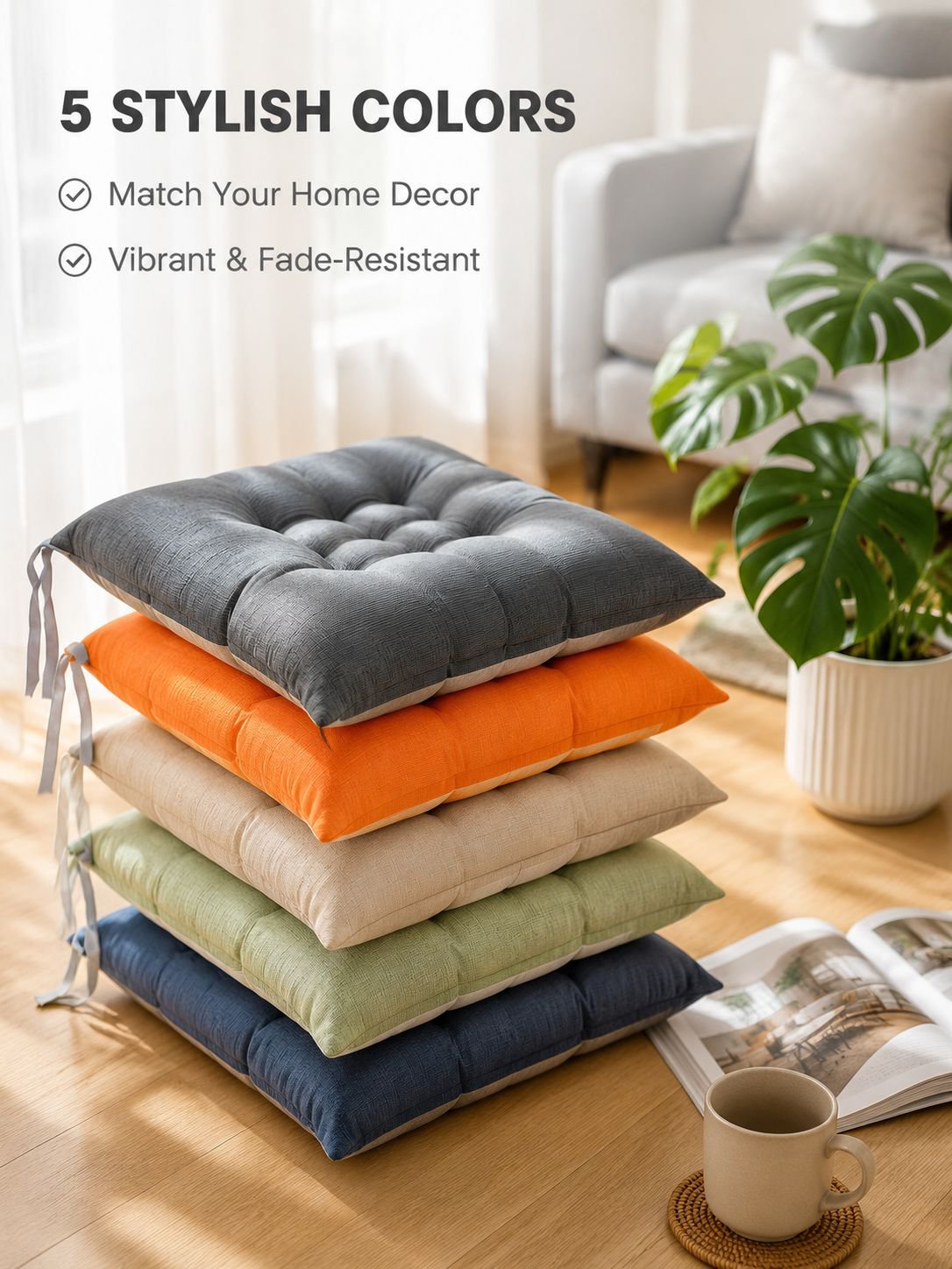 Cotton and linen thickened seat cushion