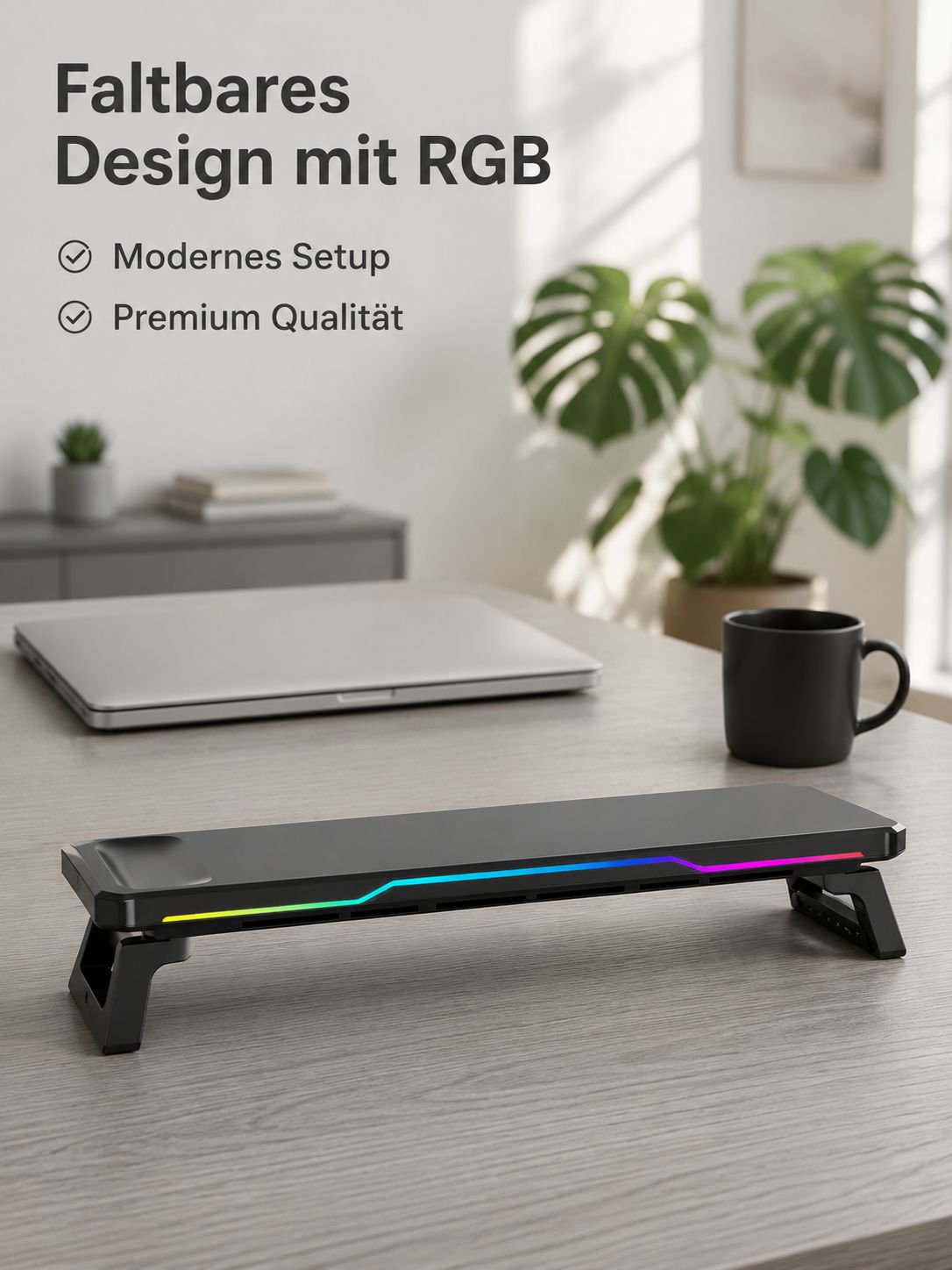 Cooler Computer-Erhöhungsständer, Erweiterungsdock, Desktop-Speicherregal, faltbares, leuchtendes Di
