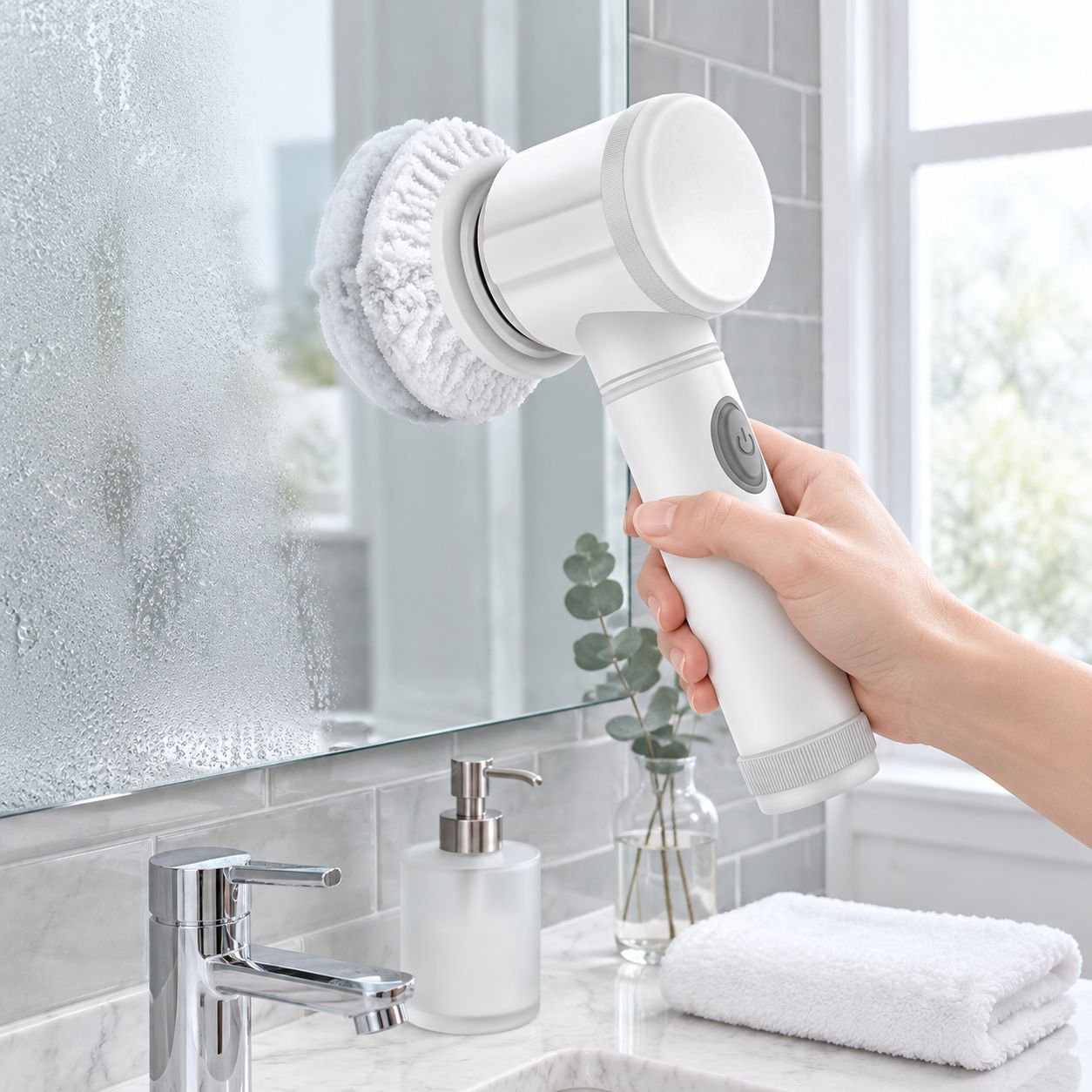 Tile grout cleaning brush for deep bathroom cleaning
