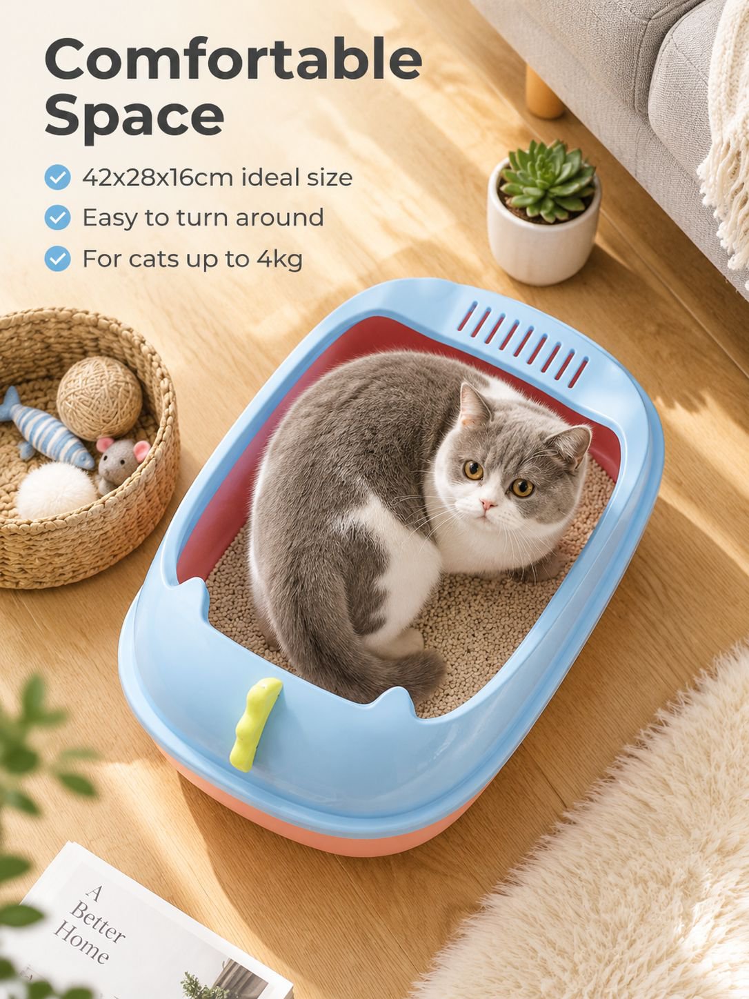 Semi-enclosed litter box