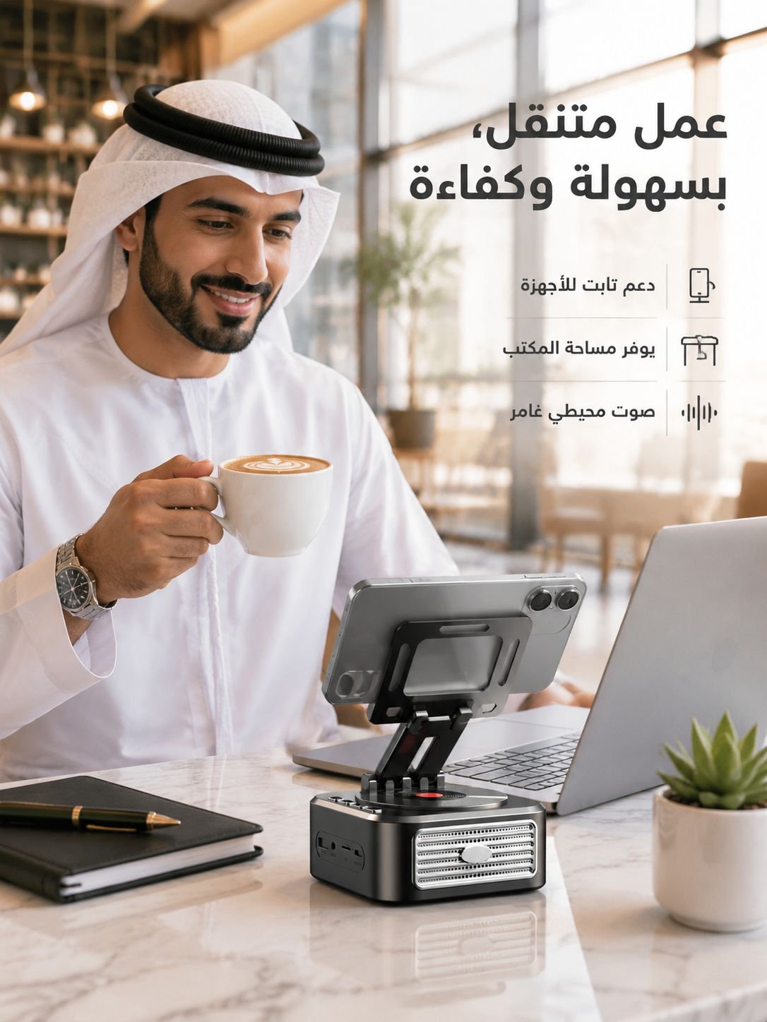 حامل هاتف مع مكبر صوت بلوتوث 3 في 1 