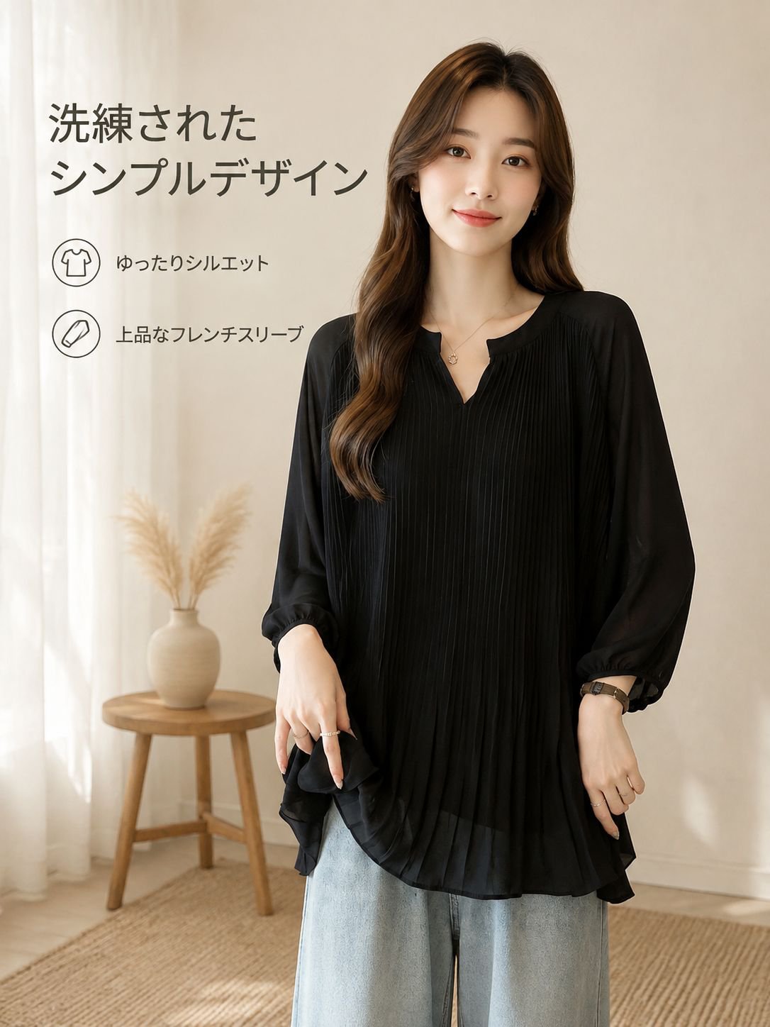 フレンチルーズシフォンブラウス プラスサイズ
