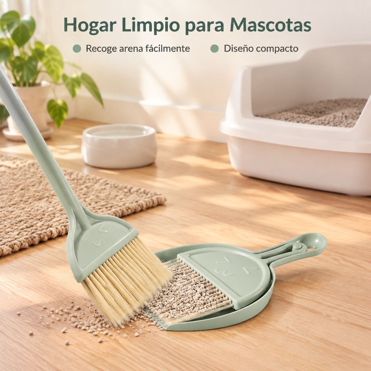 Juego de recogedor y escoba de escritorio en miniatura