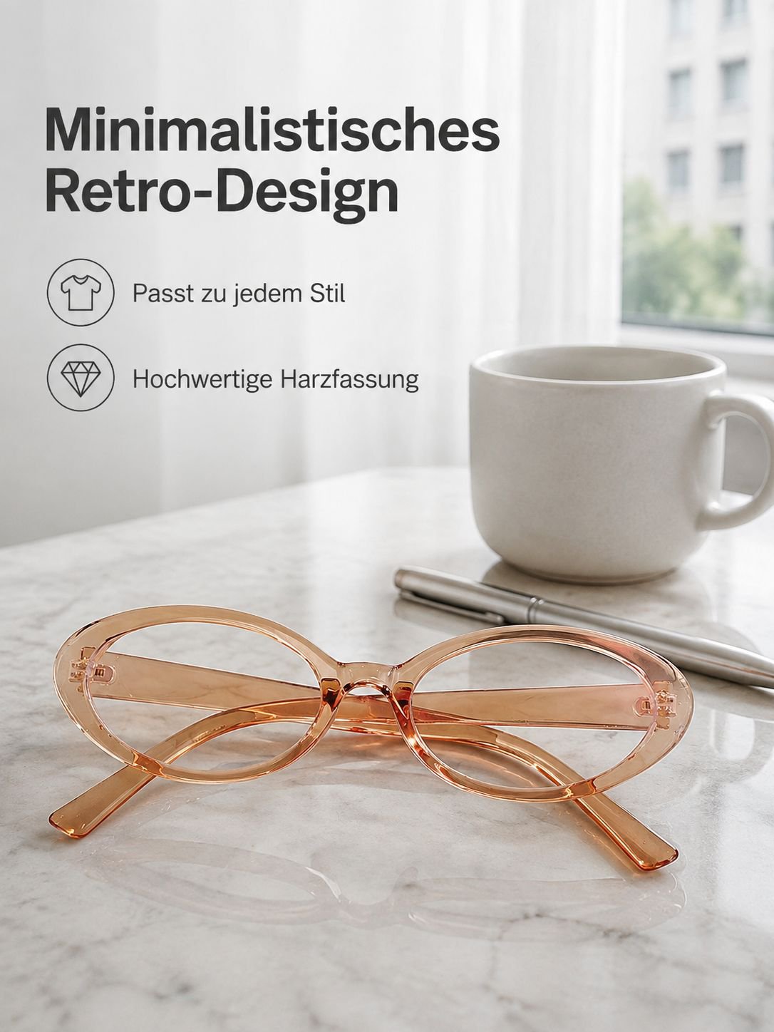 Neue ovale Blaulichtfilter-Brille im koreanischen College-Stil, schlicht und vielseitig