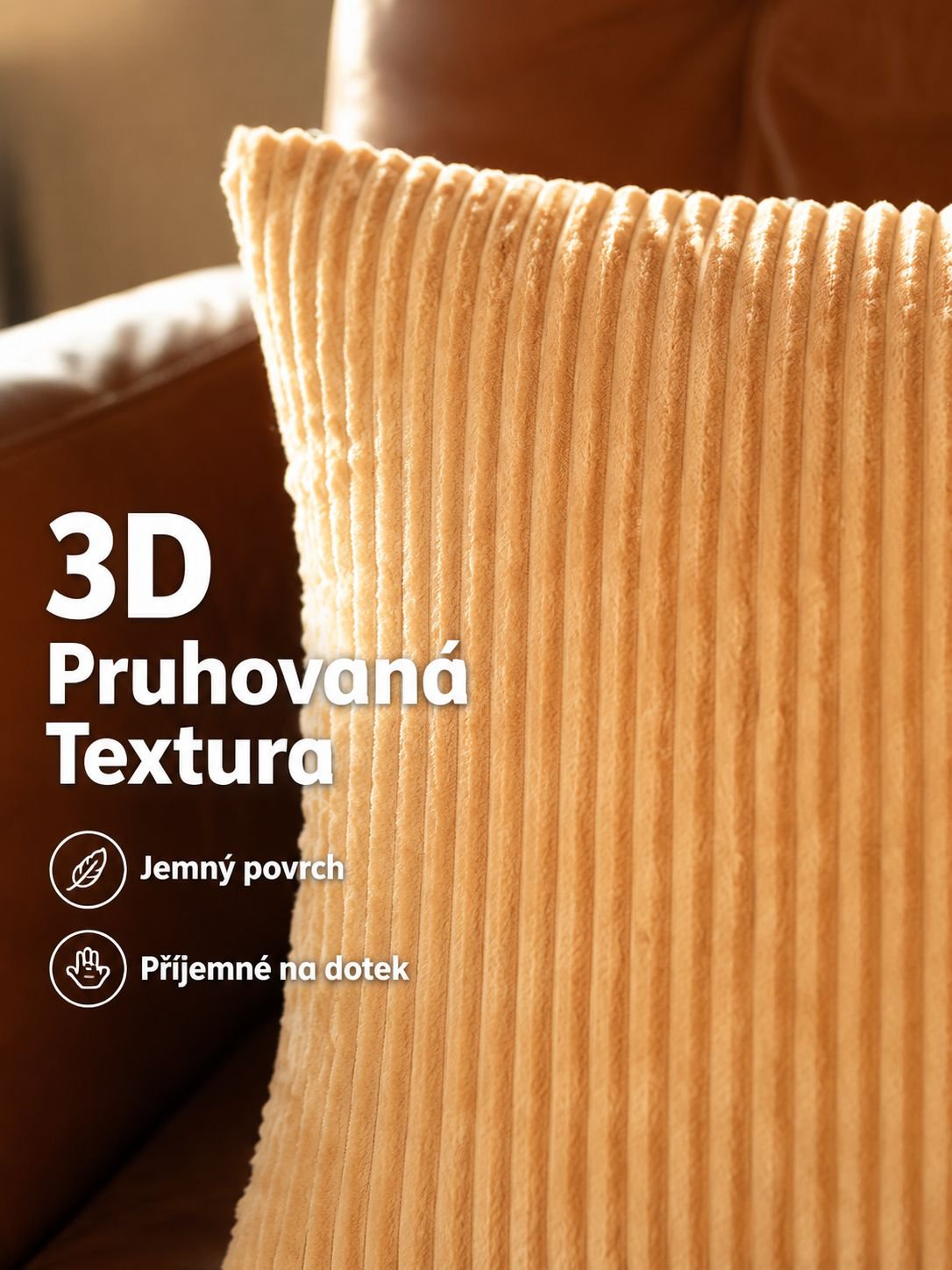 Jednobarevný pruhovaný polštář na pohovku