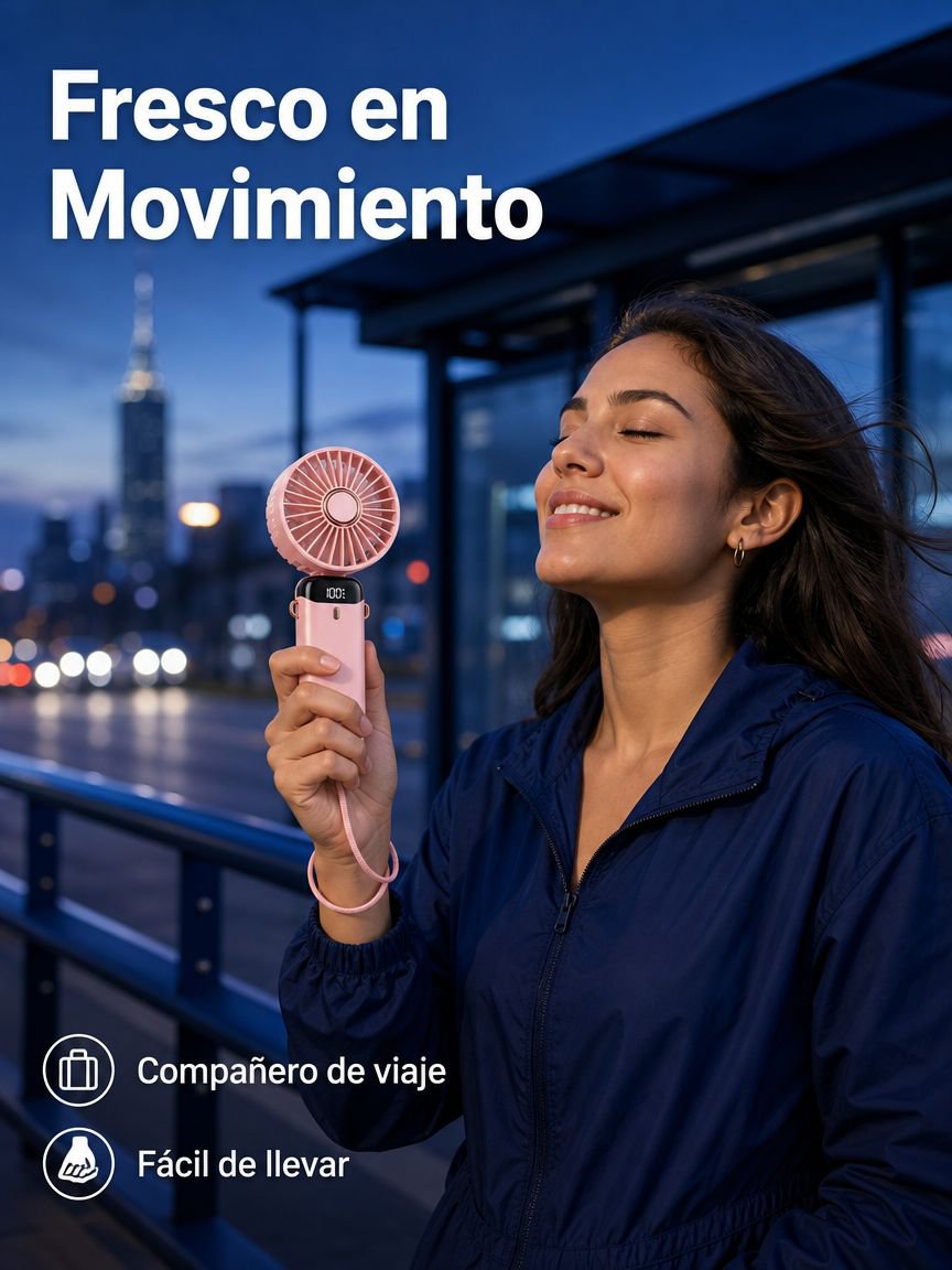 Mini ventilador portátil de mano USB con aromaterapia, silencioso, plegable y pantalla digital